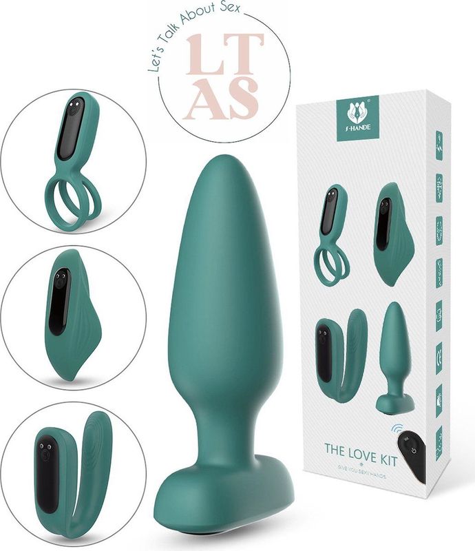 Sex HD - Oplaadbare afstandsbediening, 4-delig vibratorset (groen)