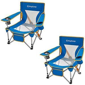 KingCamp Campingstoel, visstoel, strandstoel met beugelhouder, klapstoel met armleuning, kleine verpakkingsmaat, ultralicht tot max. 120 kg, blauw_set, groot