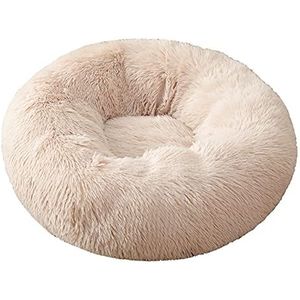 Aliuciku Hondenbed Ronde Pluche Kennel Kattenhuis Winter Zacht Comfortabel Ademend Warm Huisdier Slaapzak Kattennest (Kleur: Beige, Maat: 4XL-120cm)