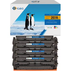 G&G 207A Tonercartridge Geschikt voor HP 207A Multipack 4 Kleuren - voor HP Color LaserJet Pro M255DW, M255NW, MFP M282NW, M283FDN en M283FDW