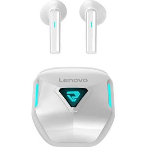 Lenovo - TG132 - Bluetooth 5.3 - Draadloze oordopjes - Ergonomisch - Noise-cancelling - Waterbestendig - Sport - Gamen - Reizen - Wit