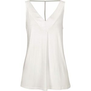 Tanktops - Crème - V-hals - Mouwloos - Ruimvallend