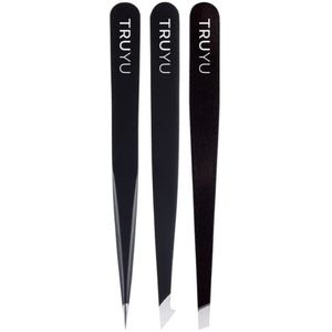 TRUYU Pincetset 3‑delig – Slant, Point en Combo voor wenkbrauwen, ingegroeide haartjes en touch‑ups
