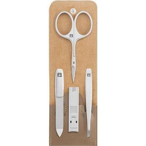 ZWILLING Manicureset (4-delig, professionele nagelverzorgingsset van echt leer met ritssluiting, met compacte nagelknipper), premium, taupe