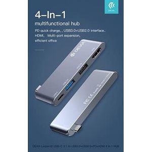 Devia usb-c hub 3.1 naar usb 3.0+usb 2.0+pd+hdmi