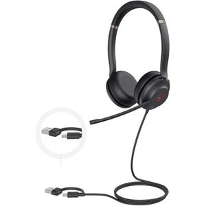 Yealink UH37 Dual UC Bedraad Hoofdband Kantoor/callcenter USB Type-C / USB Type-A Zwart