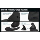 Delux Seeker M618XSD Ergonomische Muis - Draadloos - OLED - Oplaadbaar - Zwart