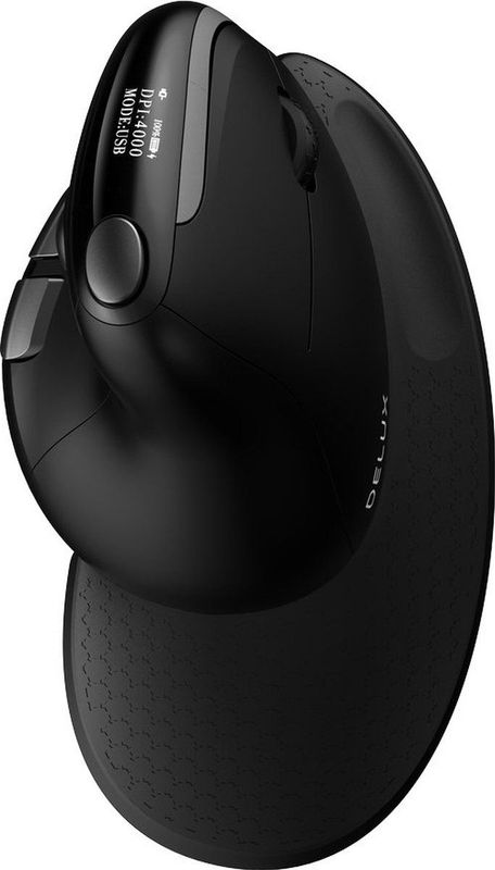 Delux Seeker M618XSD Ergonomische Muis - Draadloos - OLED - Oplaadbaar - Zwart