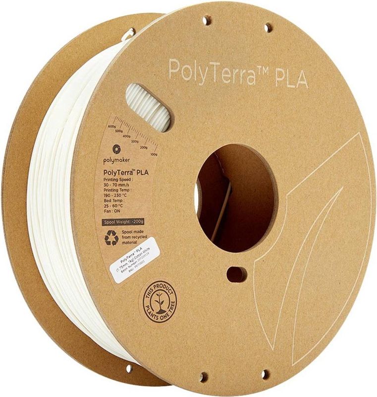 Polymaker 70822 PolyTerra PLA Filament PLA kunststof Gering kunststofgehalte 1.75 mm 1000 g Wit (mat) 1 stuk(s)