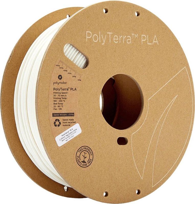 Polymaker 70823 PolyTerra PLA Filament PLA kunststof 2.85 mm 1000 g Wit (mat) 1 stuk(s)