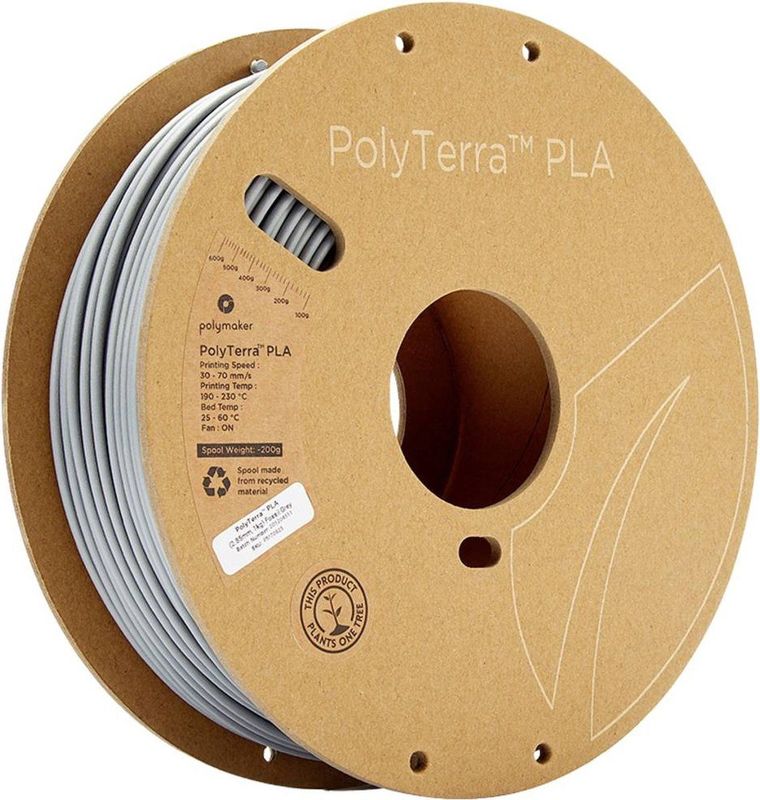 Polymaker 70825 PolyTerra PLA Filament PLA kunststof 2.85 mm 1000 g Grijs (mat) 1 stuk(s)