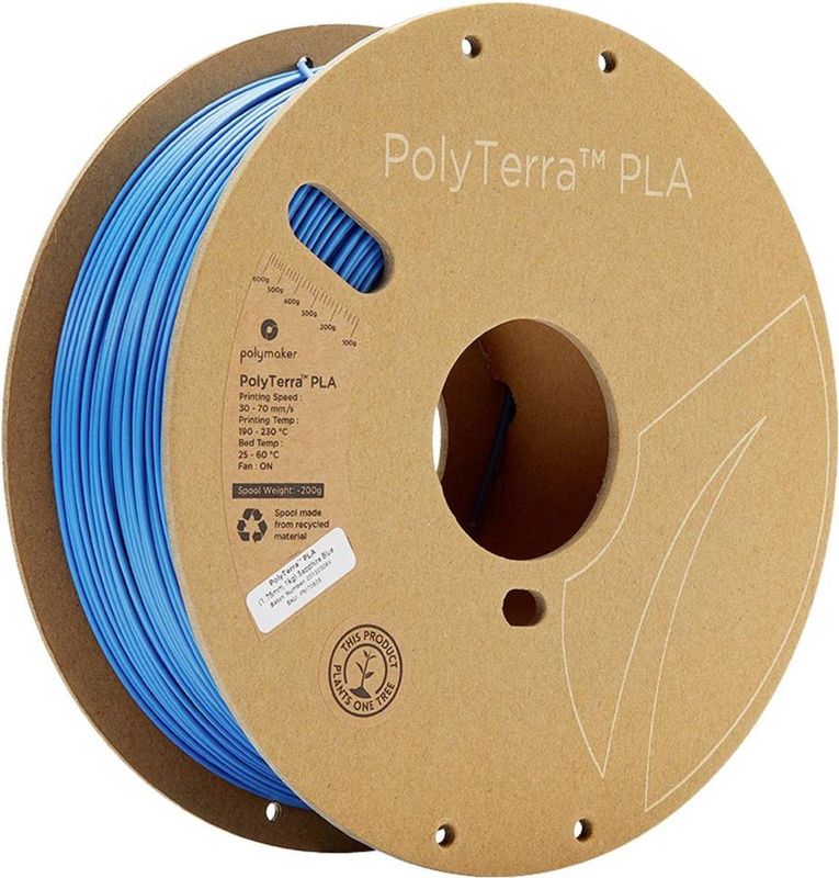 Polymaker 70828 PolyTerra PLA Filament PLA kunststof Gering kunststofgehalte 1.75 mm 1000 g Saffier-blauw 1 stuk(s)