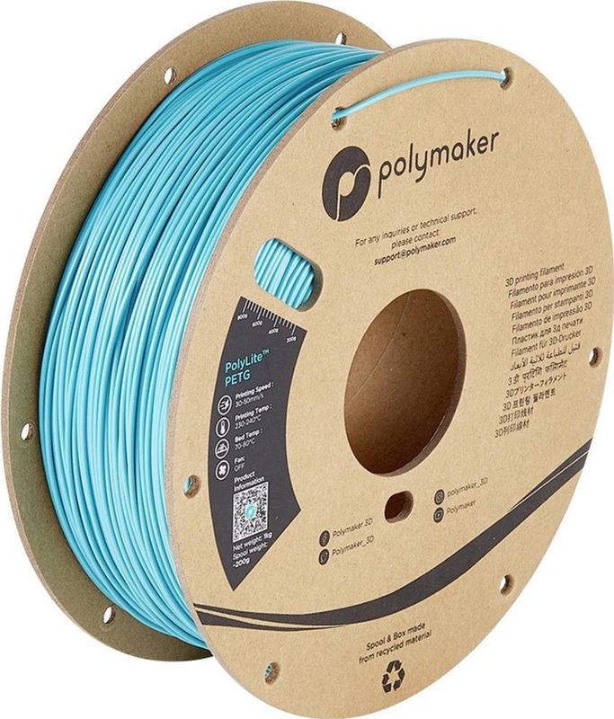 Polymaker PB01010 PolyLite Filament PETG Hittebestendig, Hoge treksterkte 1000 g Turquoise 1 stuk