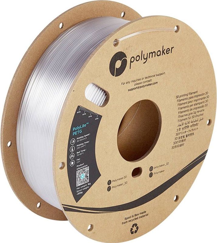 Polymaker PB01011 PolyLite Filament PETG Hittebestendig, Hoge treksterkte 1.75 mm 1000 g Transparant 1 stuk(s)