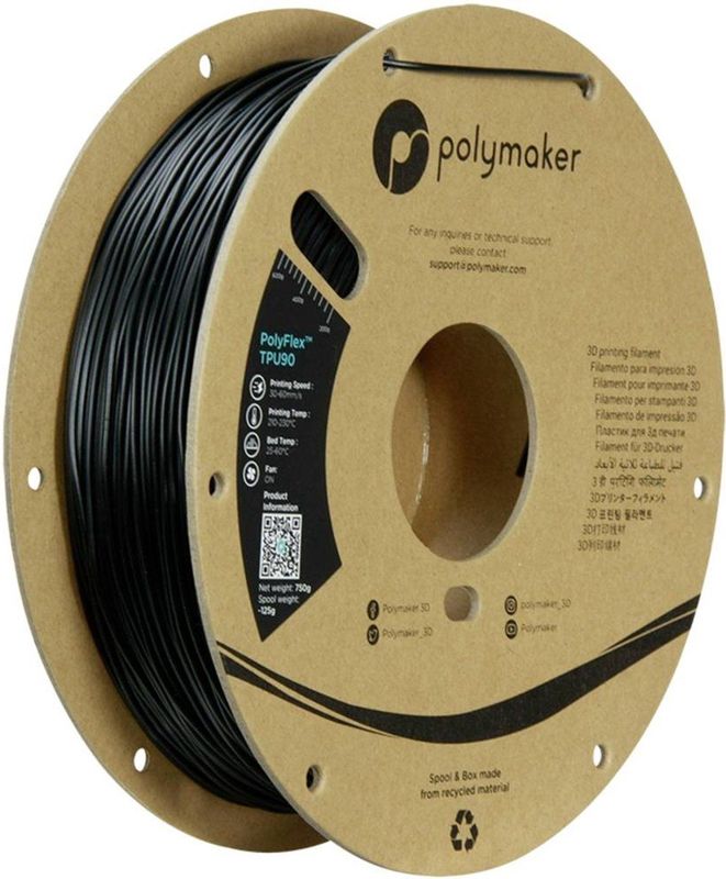 Polymaker - PolyFlex TPU90 Filament - 750g - Zwart - Flexibel TPU