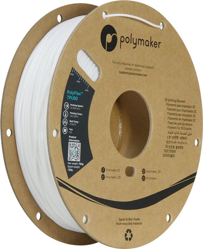 Polymaker - PolyFlex TPU90 V2 - 3D Print Filament - Wit - 1,75mm - 750g