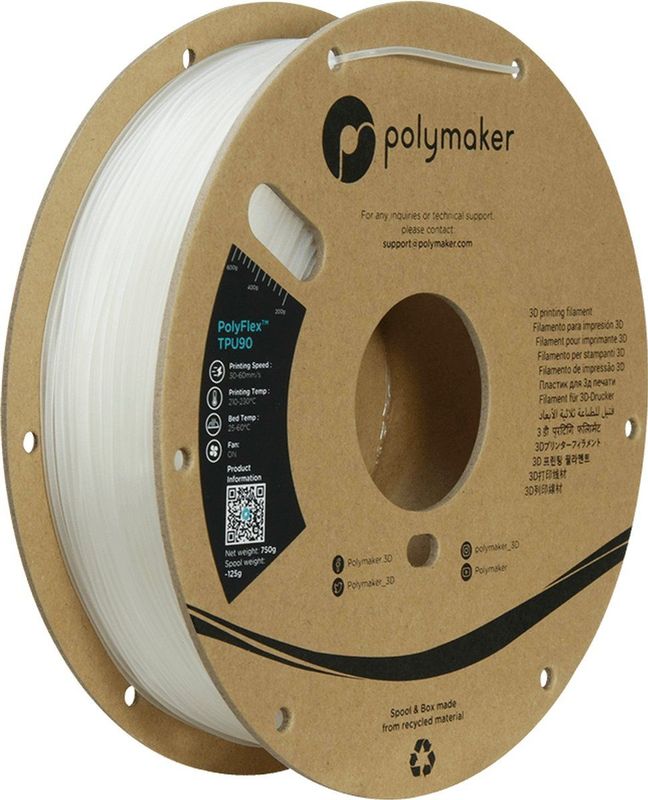 Polymaker - PolyFlex TPU-90A - Filament - Clear - 750 Gr