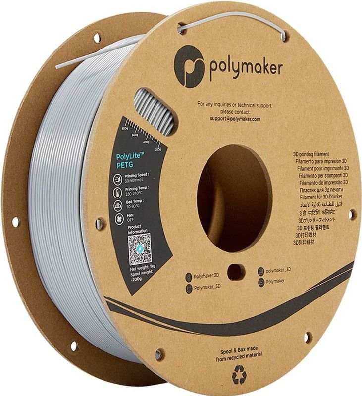 Polymaker PB01016 PolyLite Filament PETG Hittebestendig, Hoge treksterkte 2.85 mm 1000 g Grijs 1 stuk(s)