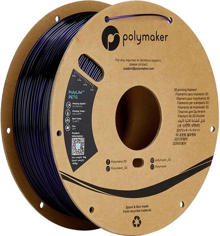 Polymaker - PolyLite PETG - Translucent Blue - 1.75 mm - 1KG