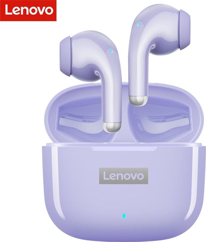 Lenovo Livepods LP40 Pro Wireless Bluetooth 5.1 Earbuds - Volledig Draadloos In-Ear Oortjes - Waterproof - Siliconen Oordopjes - Universeel Apple/Samsung/Android/iPhone - Paars
