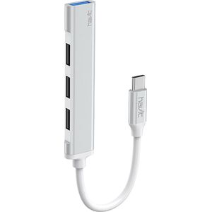 Havit USB HUB HB41 USB-C 1x USB 3.0 3xUSB 2.0 zilver (USB-C, 4 ports), Docking station + USB-hub, Zilver