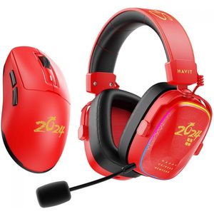 Havit - H2039BG - Gaming Headset - Rood - Zwart - Bedraad en Draadloos