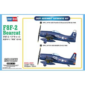 1:72 HobbyBoss 87269 F8F-2 Bearcat Plane Plastic Modelbouwpakket