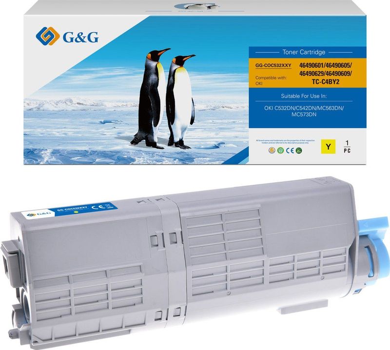 G&G - XXL Toner - Geel - Compatibel met OKI 46490605 / 46490401 - Inhoud: 1