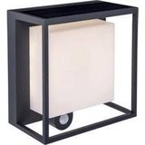 Curtis, moderne buitenlamp van aluminium in antraciet, met zonnepaneel en accu, wandlamp met bewegingsmelder en aan/uit-schakelaar, 3 W, 300 lumen, 3000 Kelvin