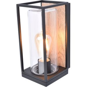 LUTEC Buitenwandlamp Flair, kap centraal, houtoptiek