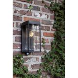 LUTEC Flair - Solar wandlamp voor buiten met E27 retrofitting - Langdurige werking (tot 15 uur) - PIR bewegingssensor - Dag/nacht sensor - Premium aluminium - 200Lm - 2700K warm licht - IP44 weerbestendig - Mat zwart