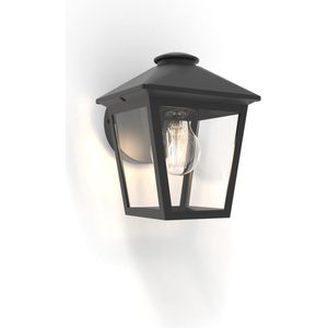 LUTEC Zago Wandlamp voor buiten - Helder glas - E27 - Matzwart