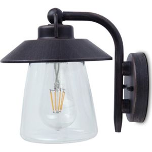 Buitenlamp voordeur zwart glas roest 'Cate' E27