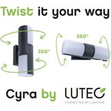 LUTEC Cyra Tweekoppige Wandlamp voor buiten - LED - 3000K - Donkergrijs