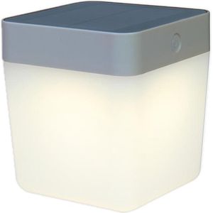 Lutec Solar Tafellamp Cube Led Lichtgrijs 1w