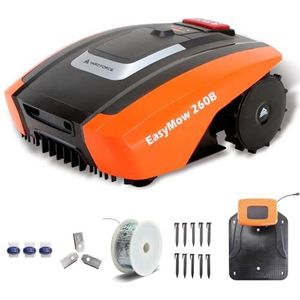 Yard Force EasyMow 260B Robotmaaier, tot 260 m², zelfrijdende robotmaaier, eenvoudige bediening, bediening via Bluetooth en app, 30% helling en 20 V/2,0 Ah lithium-ion-accu,zwart/oranje