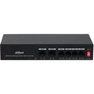 Dahua PoE DH-PFS3006-4ET-36 netwerkschakelaar Fast Ethernet (10/100) Power over Ethernet (4 Havens), Netwerkschakelaar, Zwart