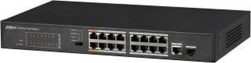 Dahua Technology PFS3117-16ET-135 netwerk-switch Unmanaged L2 Fast Ethernet (10/100) Power over Ethernet (PoE) Zwart