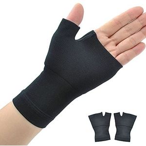 Generic Polsbandage compressie polssteun polssteun artritis compressie vingerloze handschoenen voor mannen (S, zwart)