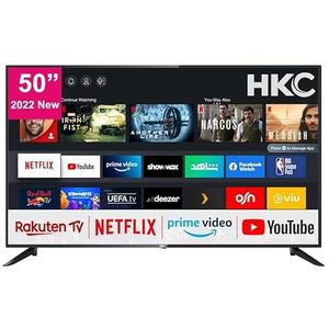 HKC HV50U1 4K TV 50 inch (127 cm) Smart TV met HDR, Netflix, Prime Video, Rakuten TV, DAZN, Disney+, Youtube, UVM, Wifi, Voice Control, Triple Tuner DVB-T2 / S2 / C, Dolby Audio