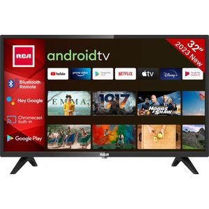 RCA RS32H2 Android Smart TV 32 inch (80 cm) Televisie met Google Assistant, Chromecast, Netflix, Prime Video, Google Play, YouTube, Disney+, WiFi, BT-afstandsbediening met microfoon, DVB-S/S2/T/T2/C
