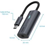 Rapoo - UCA-1002 - USB-C naar 3,5 mm Audio-adapter - Grijs - Aluminium