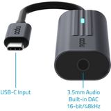 Rapoo - UCA-1002 - USB-C naar 3,5 mm Audio-adapter - Grijs - Aluminium
