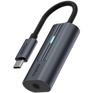 Rapoo - UCA-1002 - USB-C naar 3,5 mm Audio-adapter - Grijs - Aluminium