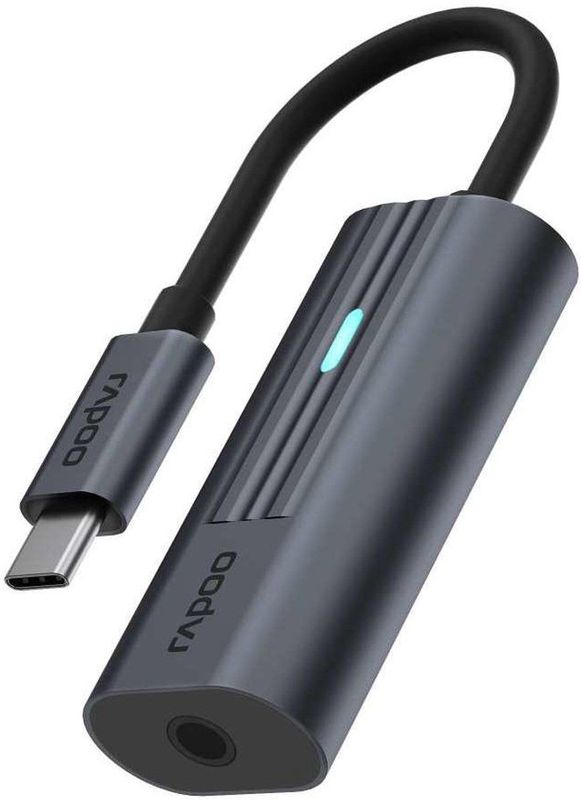 Rapoo - UCA-1002 - USB-C naar 3,5 mm Audio-adapter - Grijs - Aluminium