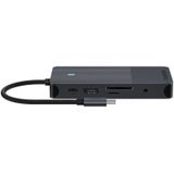 Rapoo USB-C multipoortadapter, 8-in-1, grijs (USB C), Docking station + USB-hub, Zwart