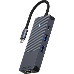 Rapoo USB-C Multiport Adapter, 8-in-1, grijs