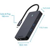 Rapoo - UCM-2005 - USB-C Multipoortadapter - Zwart - Aluminium - 10 Havens