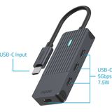 Rapoo - UCH-4002 - USB-C Hub - Grijs - Aluminium - 4 Havens