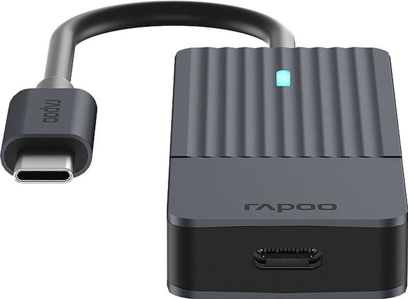 Rapoo USB-C naar USB-C hub van aluminium, 4 datapoorten, compatibel met MacBook Pro, MacBook Air, iPad Air/Pro, Surface Pro/Go